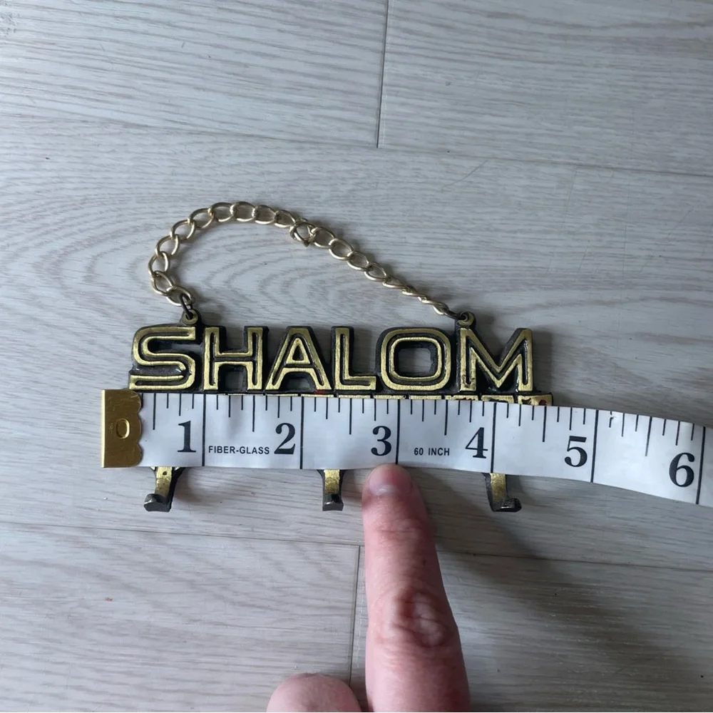 Vintage Shalom Brass Hanging Key Holder Hanger 3 Hooks